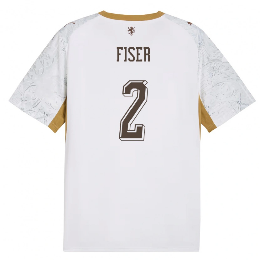 Danxen Kid Czech Republic Radek Fiser #2 Off-White Gold Gray Away Jersey 26-28 T-Shirt