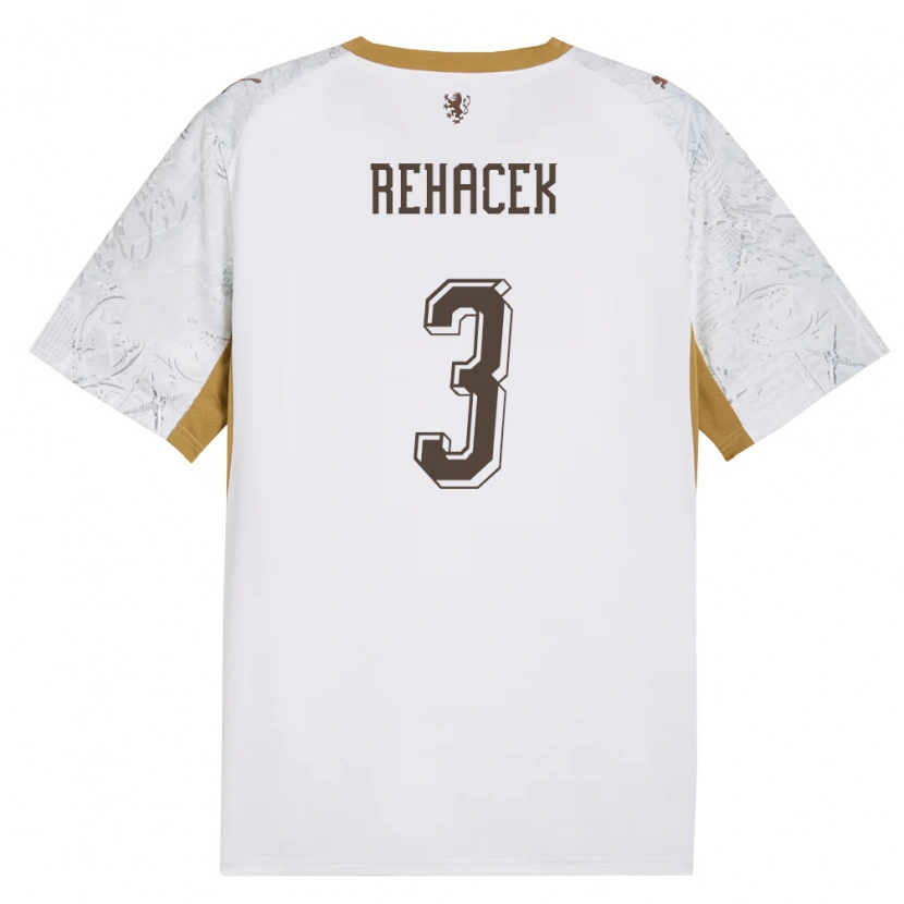 Danxen Kid Czech Republic David Rehacek #3 Off-White Gold Gray Away Jersey 26-28 T-Shirt