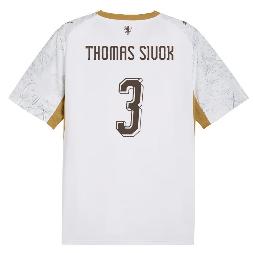Danxen Kid Czech Republic Andre Thomas Sivok #3 Off-White Gold Gray Away Jersey 26-28 T-Shirt