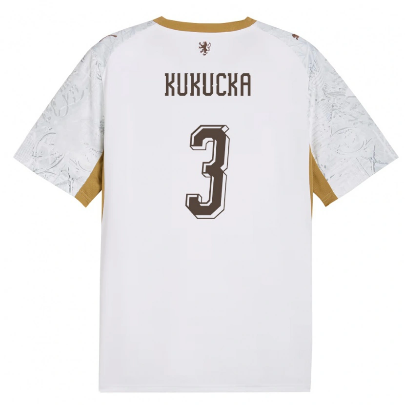 Danxen Kid Czech Republic Ondrej Kukucka #3 Off-White Gold Gray Away Jersey 26-28 T-Shirt