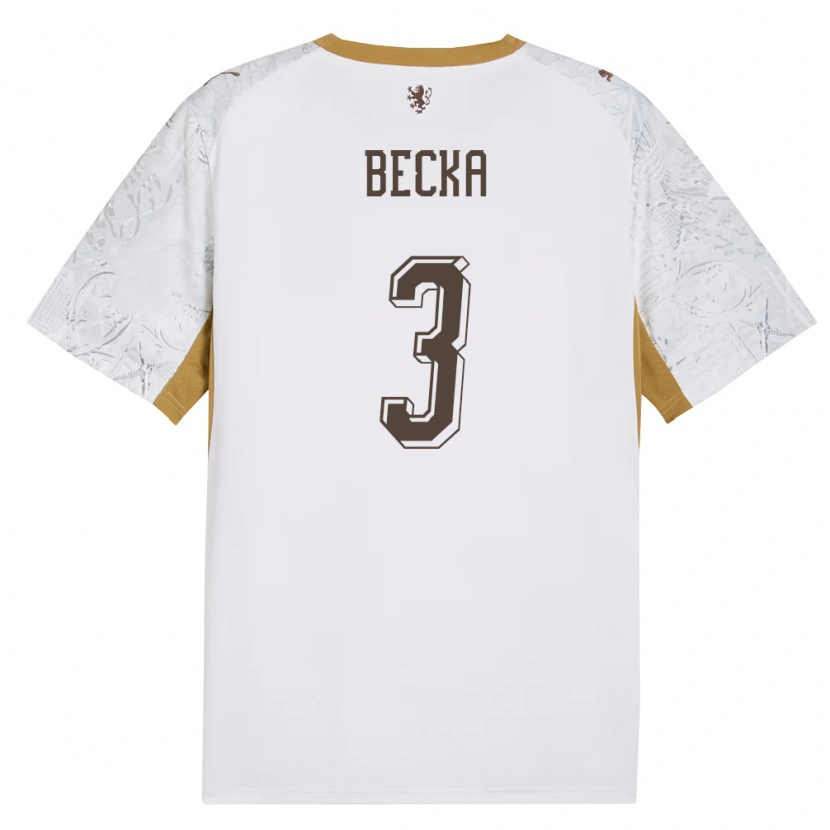 Danxen Kid Czech Republic Patrik Becka #3 Off-White Gold Gray Away Jersey 26-28 T-Shirt