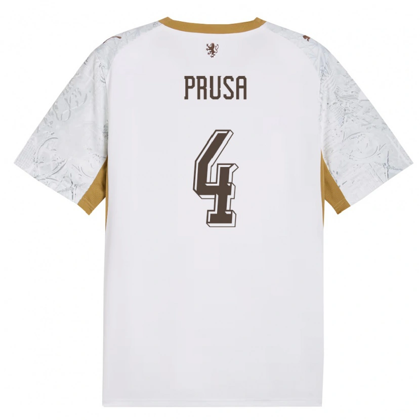 Danxen Kid Czech Republic Milan Prusa #4 Off-White Gold Gray Away Jersey 26-28 T-Shirt