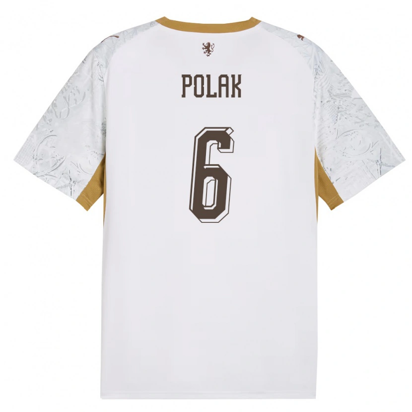 Danxen Kid Czech Republic Daniel Polak #6 Off-White Gold Gray Away Jersey 26-28 T-Shirt