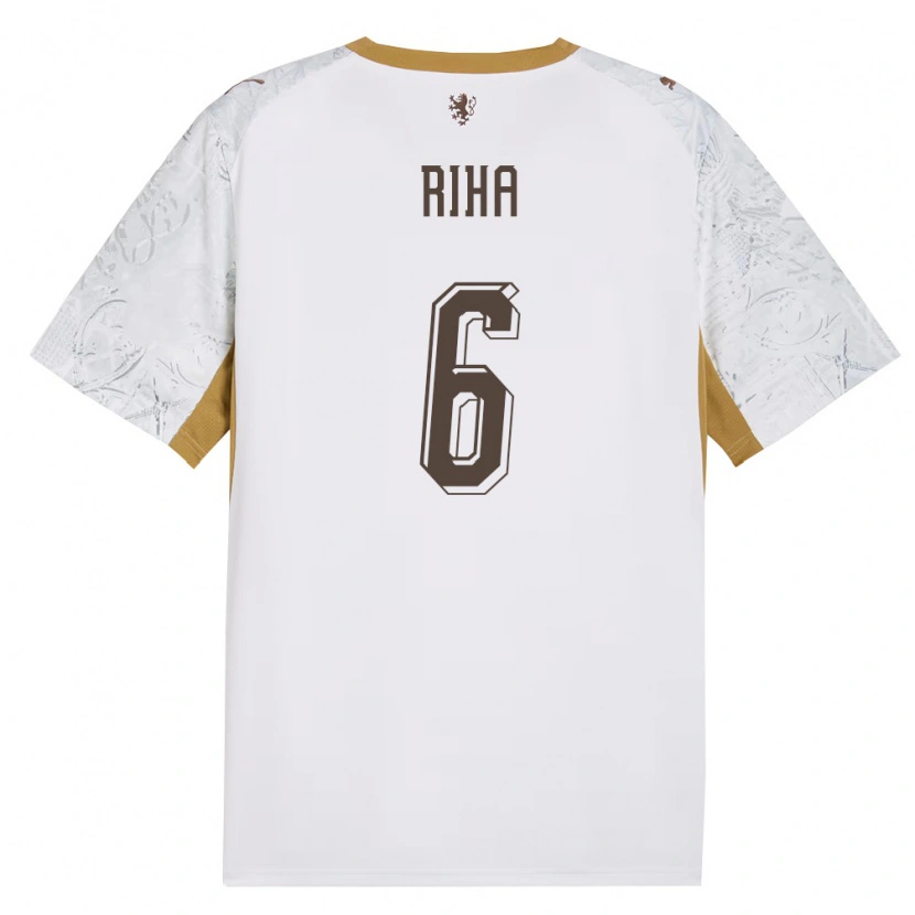 Danxen Kid Czech Republic Ferdinand Riha #6 Off-White Gold Gray Away Jersey 26-28 T-Shirt