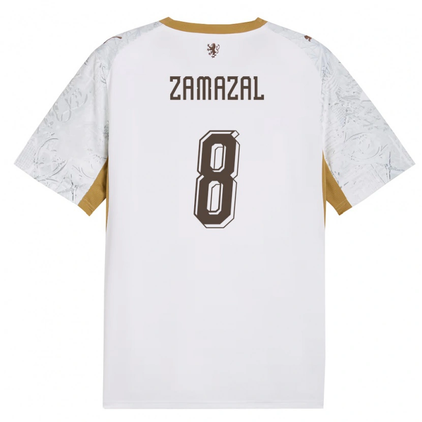 Danxen Kid Czech Republic Denis Zamazal #8 Off-White Gold Gray Away Jersey 26-28 T-Shirt