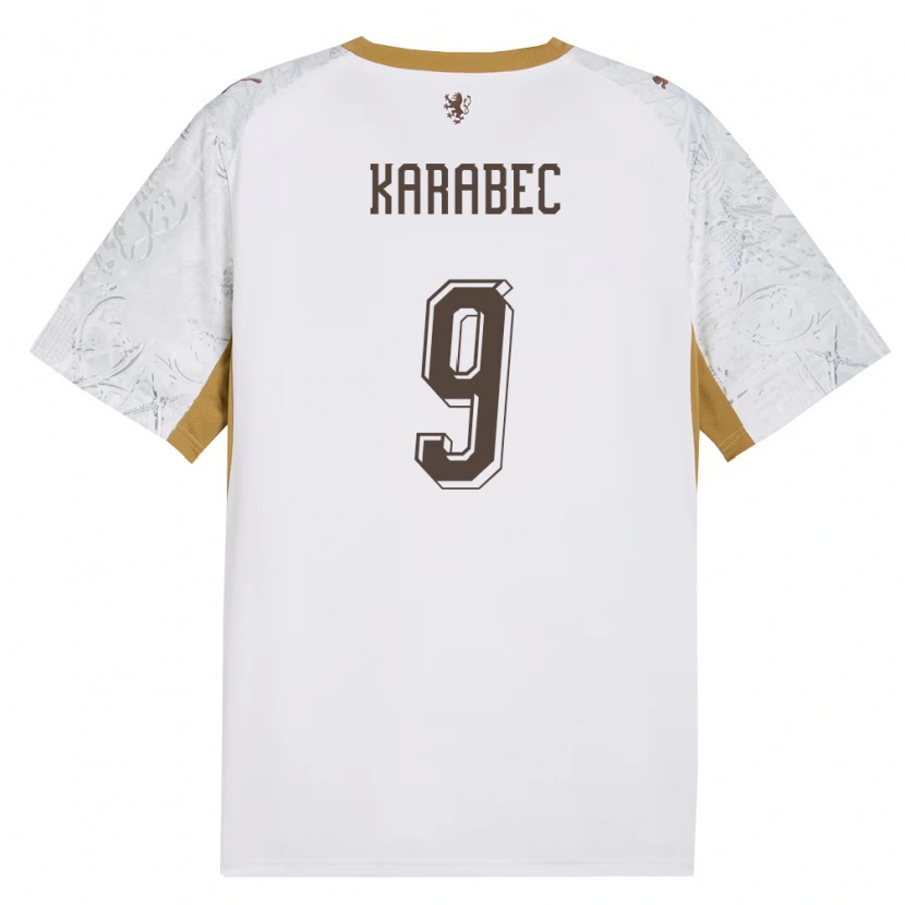 Danxen Kid Czech Republic Adam Karabec #9 Off-White Gold Gray Away Jersey 26-28 T-Shirt