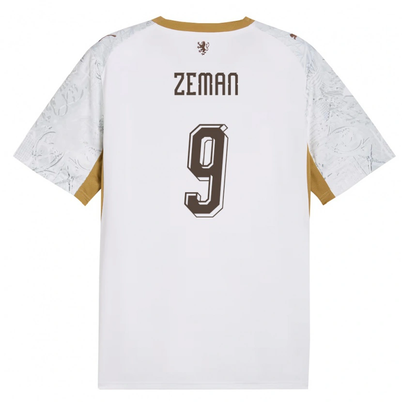 Danxen Kid Czech Republic Martin Zeman #9 Off-White Gold Gray Away Jersey 26-28 T-Shirt