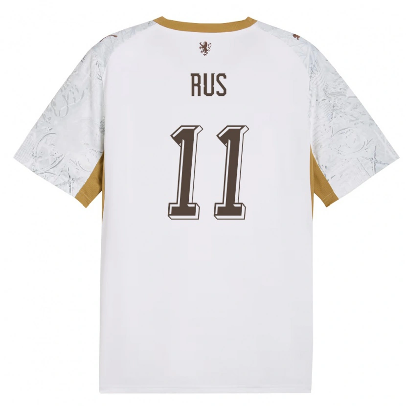 Danxen Kid Czech Republic Daniel Rus #11 Off-White Gold Gray Away Jersey 26-28 T-Shirt