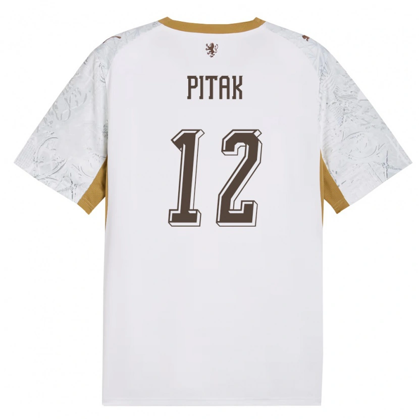 Danxen Kid Czech Republic Elias Pitak #12 Off-White Gold Gray Away Jersey 26-28 T-Shirt