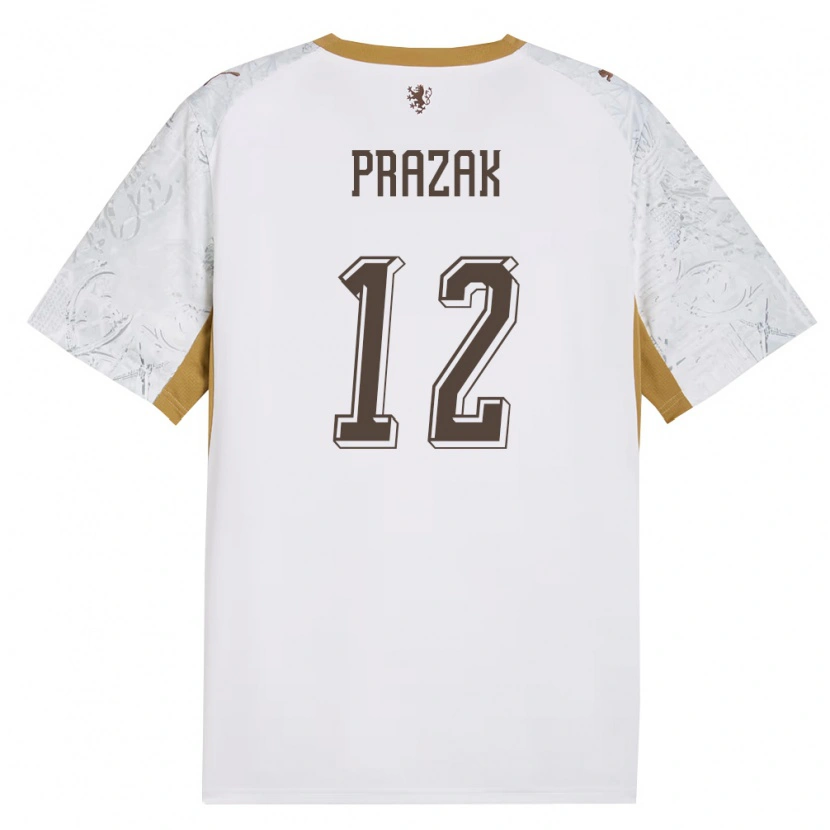 Danxen Kid Czech Republic Tadeas Prazak #12 Off-White Gold Gray Away Jersey 26-28 T-Shirt