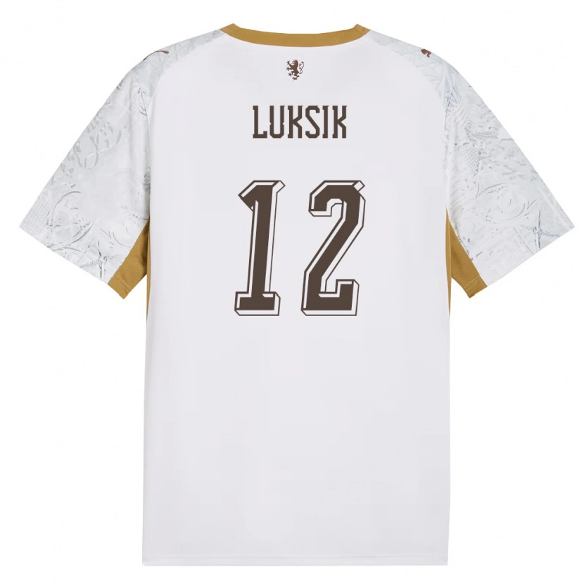Danxen Kid Czech Republic Matej Luksik #12 Off-White Gold Gray Away Jersey 26-28 T-Shirt