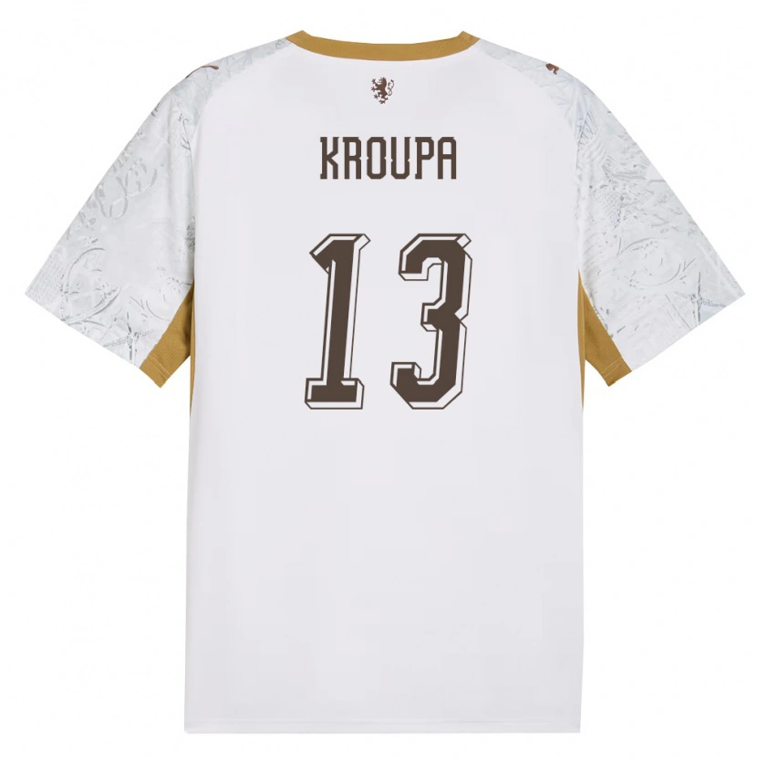 Danxen Kid Czech Republic Michal Kroupa #13 Off-White Gold Gray Away Jersey 26-28 T-Shirt
