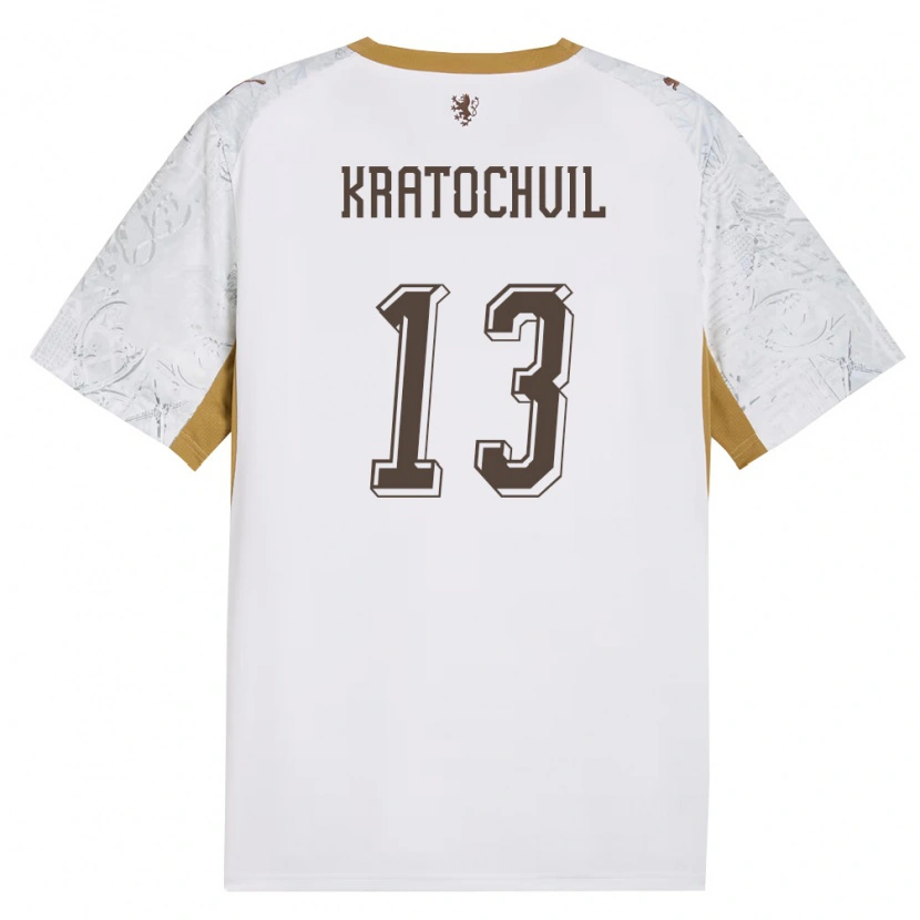 Danxen Kid Czech Republic Jakub Kratochvil #13 Off-White Gold Gray Away Jersey 26-28 T-Shirt