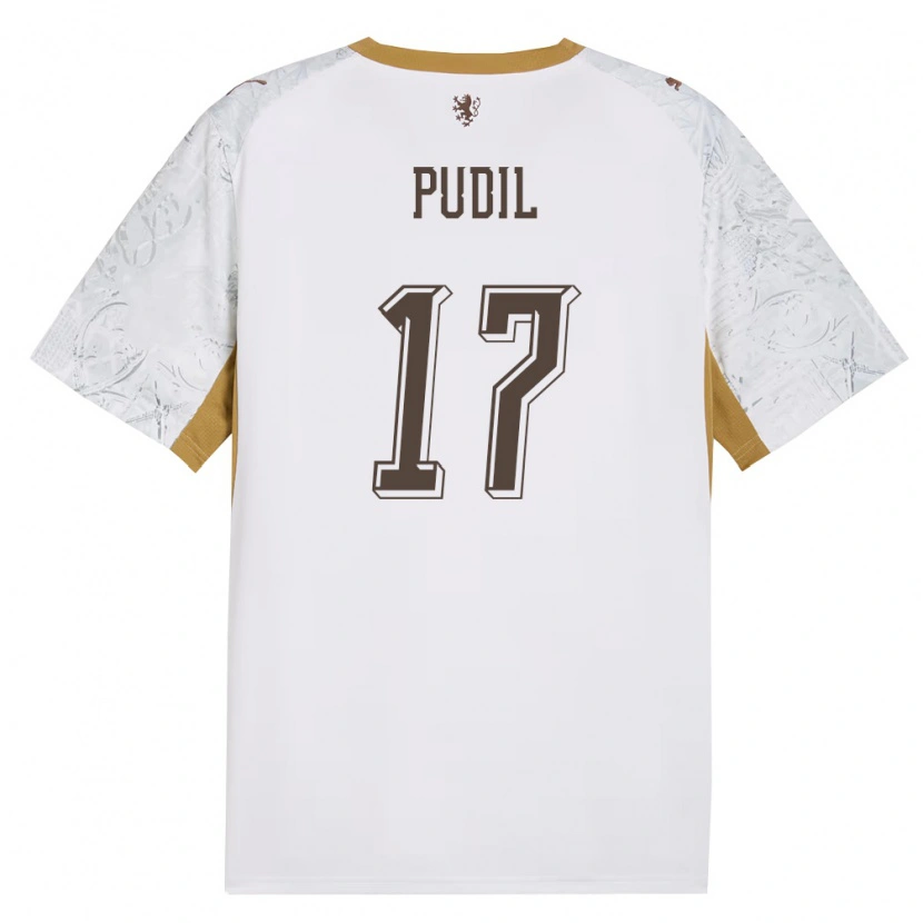 Danxen Kid Czech Republic Milos Pudil #17 Off-White Gold Gray Away Jersey 26-28 T-Shirt