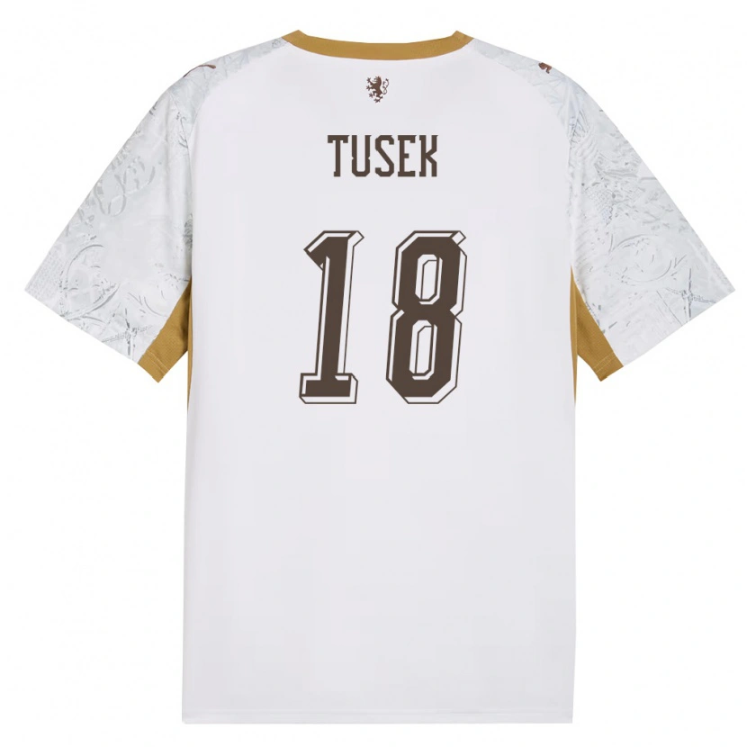 Danxen Kid Czech Republic Adam Tusek #18 Off-White Gold Gray Away Jersey 26-28 T-Shirt