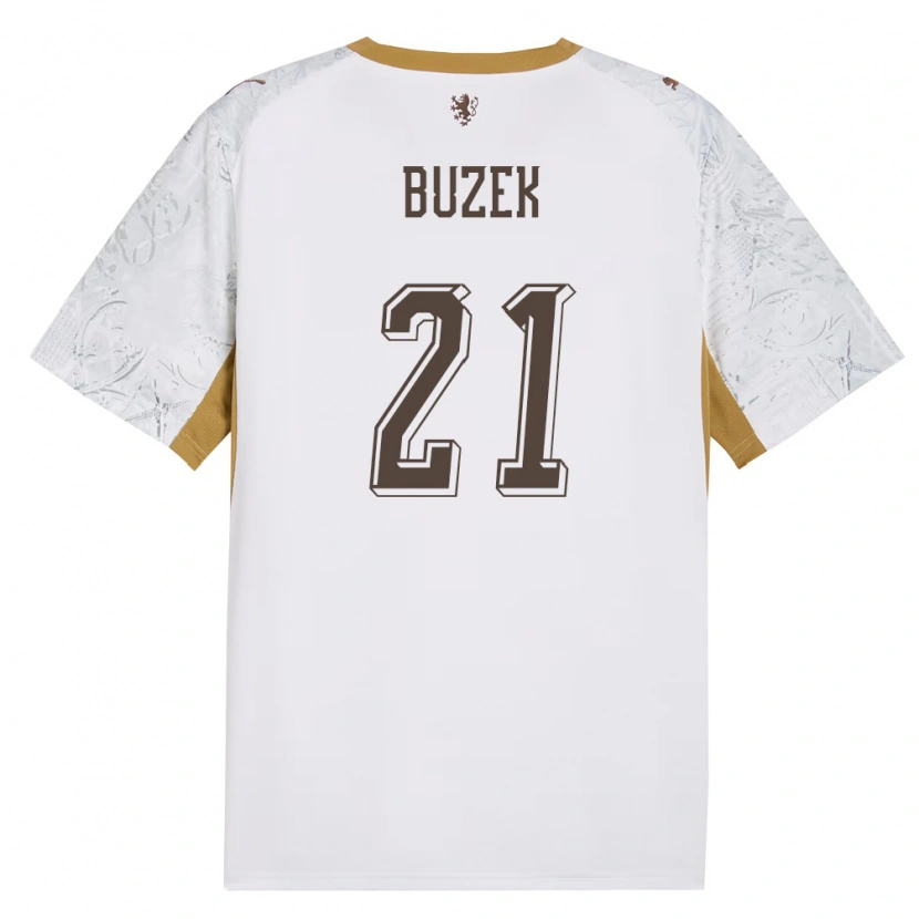 Danxen Kid Czech Republic Alexandr Buzek #21 Off-White Gold Gray Away Jersey 26-28 T-Shirt