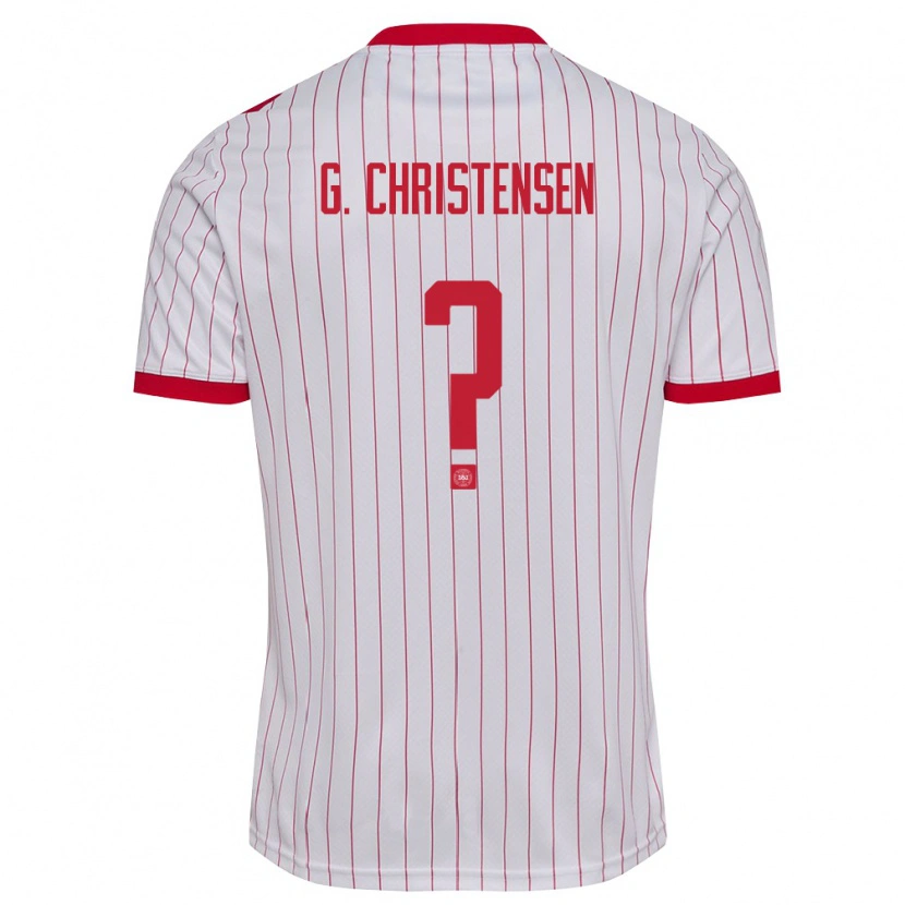 Danxen Kid Denmark Gustav Christensen #0 White Red Away Jersey 26-28 T-Shirt