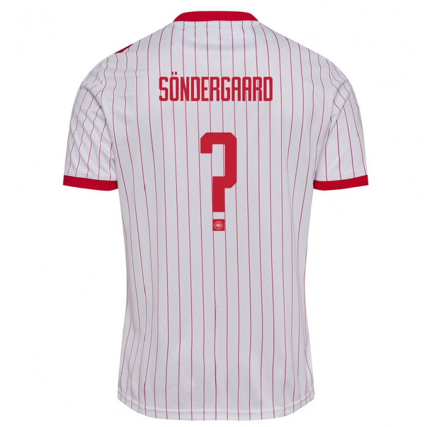 Danxen Kid Denmark Philip Søndergaard #0 White Red Away Jersey 26-28 T-Shirt