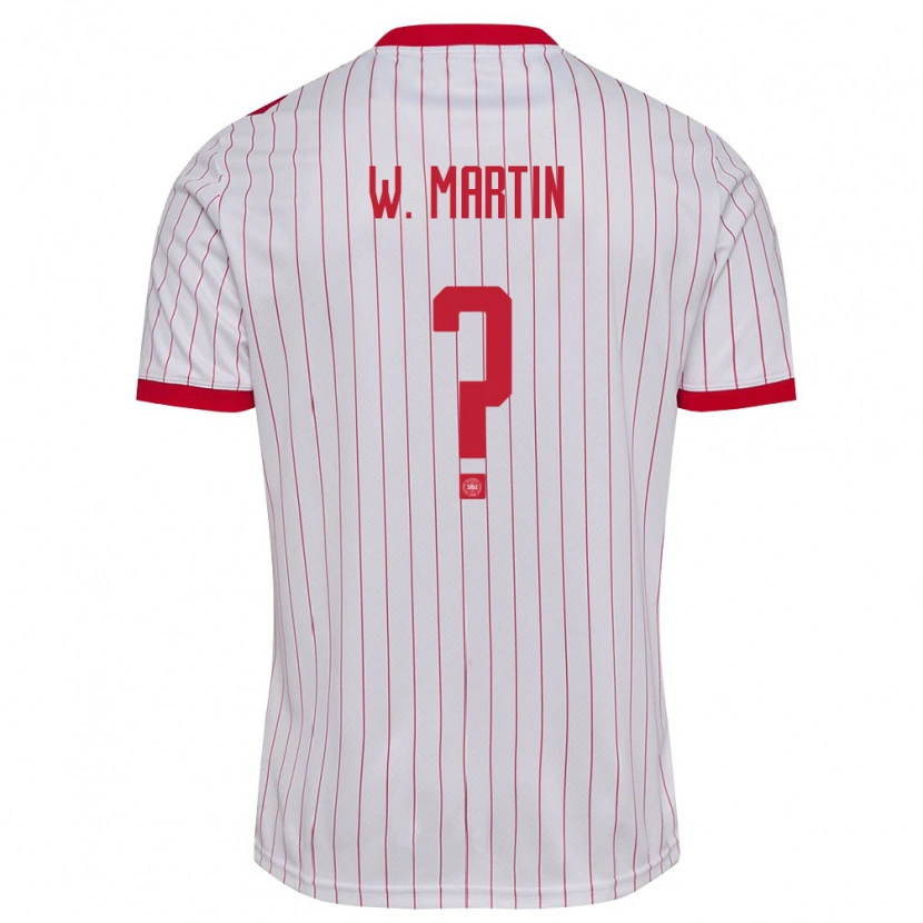 Danxen Kid Denmark William Martin #0 White Red Away Jersey 26-28 T-Shirt