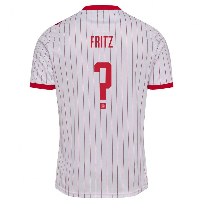 Danxen Kid Denmark Gustav Fritz #0 White Red Away Jersey 26-28 T-Shirt