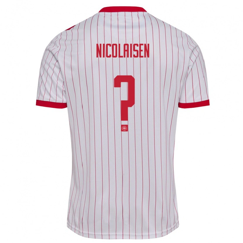 Danxen Kid Denmark Benjamin Nicolaisen #0 White Red Away Jersey 26-28 T-Shirt