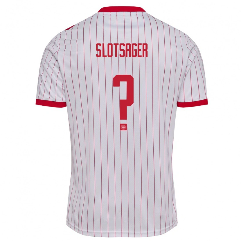 Danxen Kid Denmark Tobias Slotsager #0 White Red Away Jersey 26-28 T-Shirt