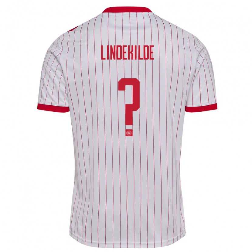Danxen Kid Denmark Jonatan Lindekilde #0 White Red Away Jersey 26-28 T-Shirt