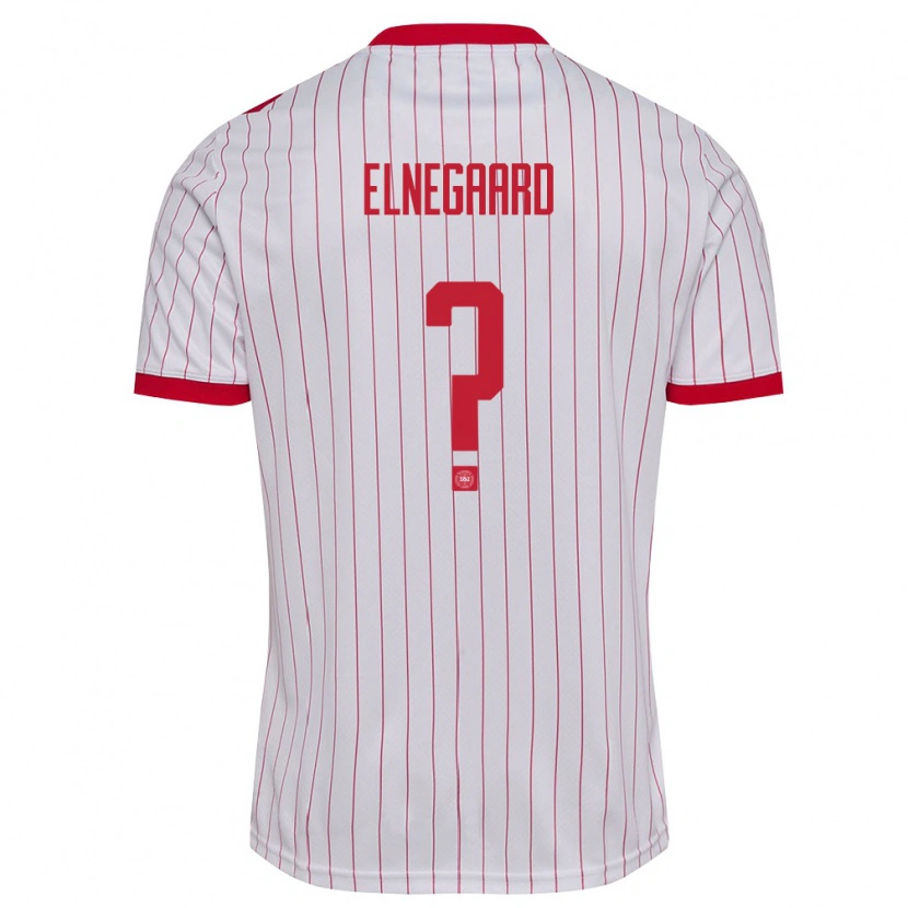 Danxen Kid Denmark Tobias Elnegaard #0 White Red Away Jersey 26-28 T-Shirt