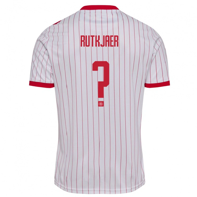Danxen Kid Denmark Villads Rutkjaer #0 White Red Away Jersey 26-28 T-Shirt
