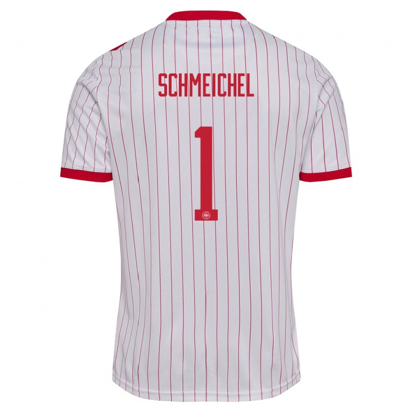 Danxen Kid Denmark Kasper Schmeichel #1 White Red Away Jersey 26-28 T-Shirt