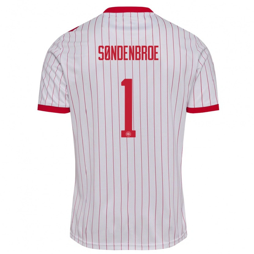 Danxen Kid Denmark Andreas Søndenbroe #1 White Red Away Jersey 26-28 T-Shirt