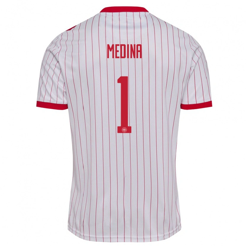 Danxen Kid Denmark Elias Medina #1 White Red Away Jersey 26-28 T-Shirt