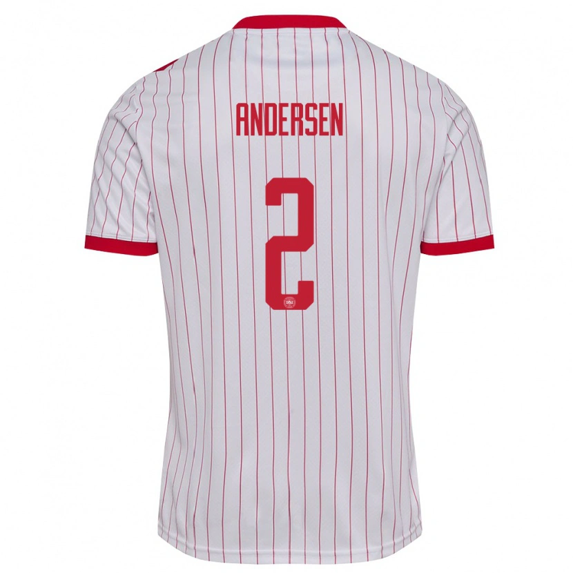 Danxen Kid Denmark Joachim Andersen #2 White Red Away Jersey 26-28 T-Shirt