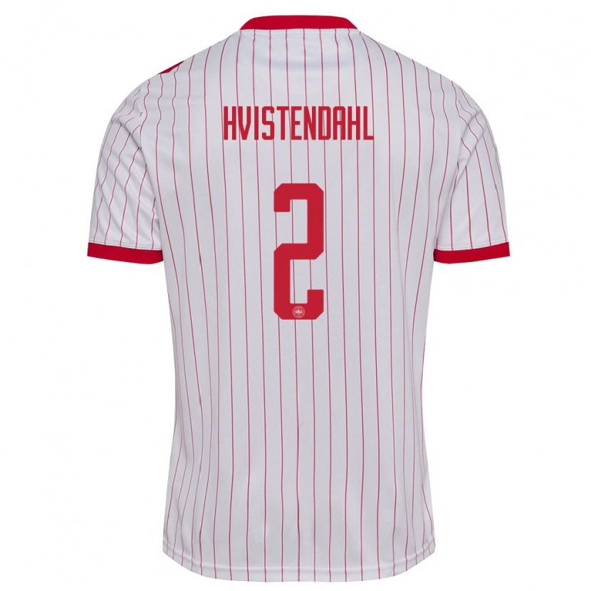 Danxen Kid Denmark Johan Hvistendahl #2 White Red Away Jersey 26-28 T-Shirt