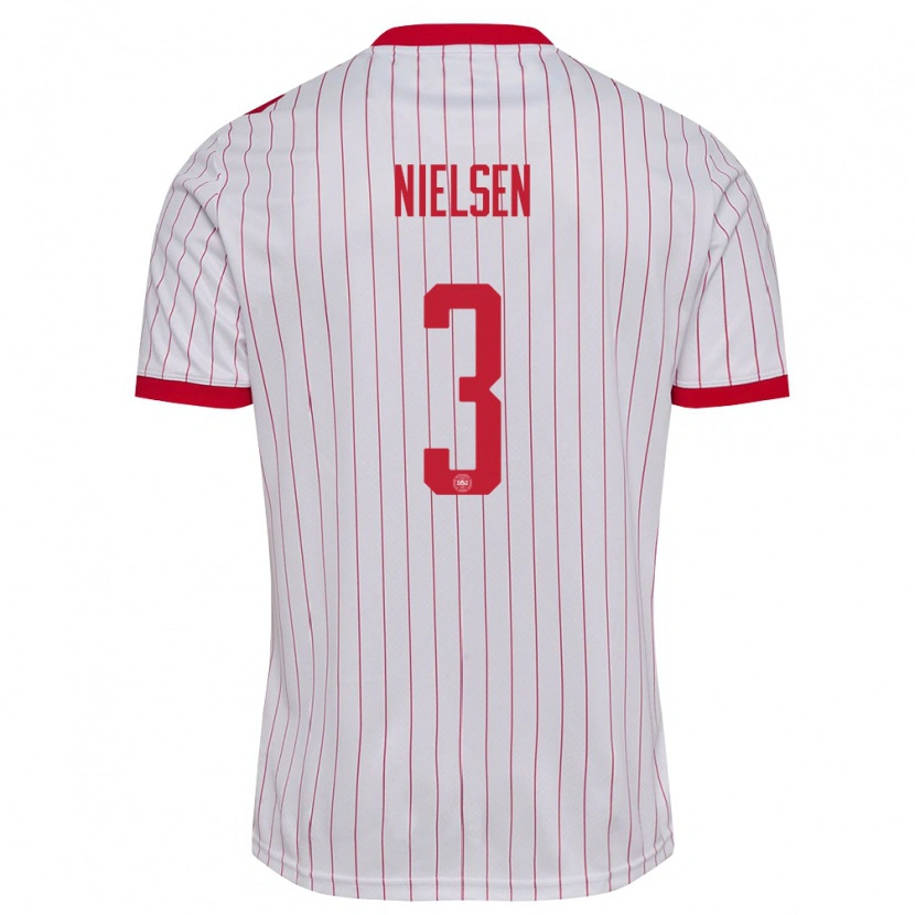 Danxen Kid Denmark Villads Nielsen #3 White Red Away Jersey 26-28 T-Shirt