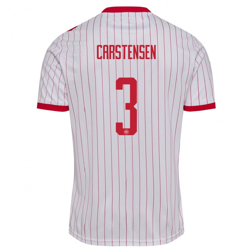 Danxen Kid Denmark Rasmus Carstensen #3 White Red Away Jersey 26-28 T-Shirt