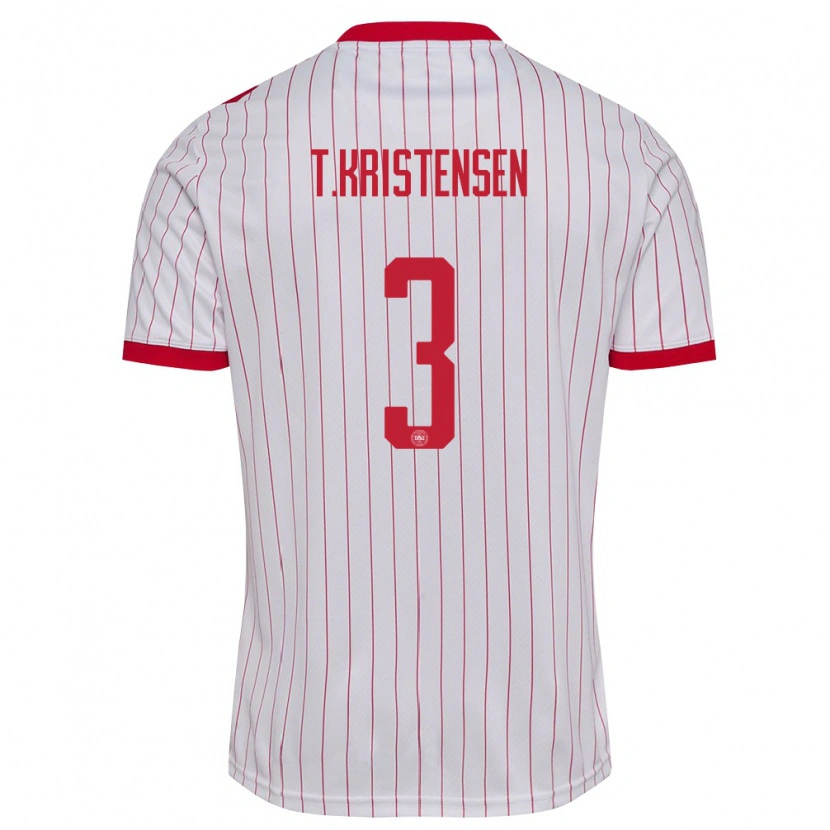 Danxen Kid Denmark Thomas Kristensen #3 White Red Away Jersey 26-28 T-Shirt