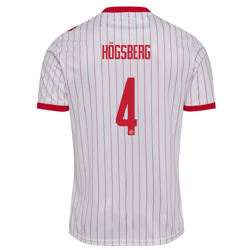 Danxen Kid Denmark Lucas Høgsberg #4 White Red Away Jersey 26-28 T-Shirt