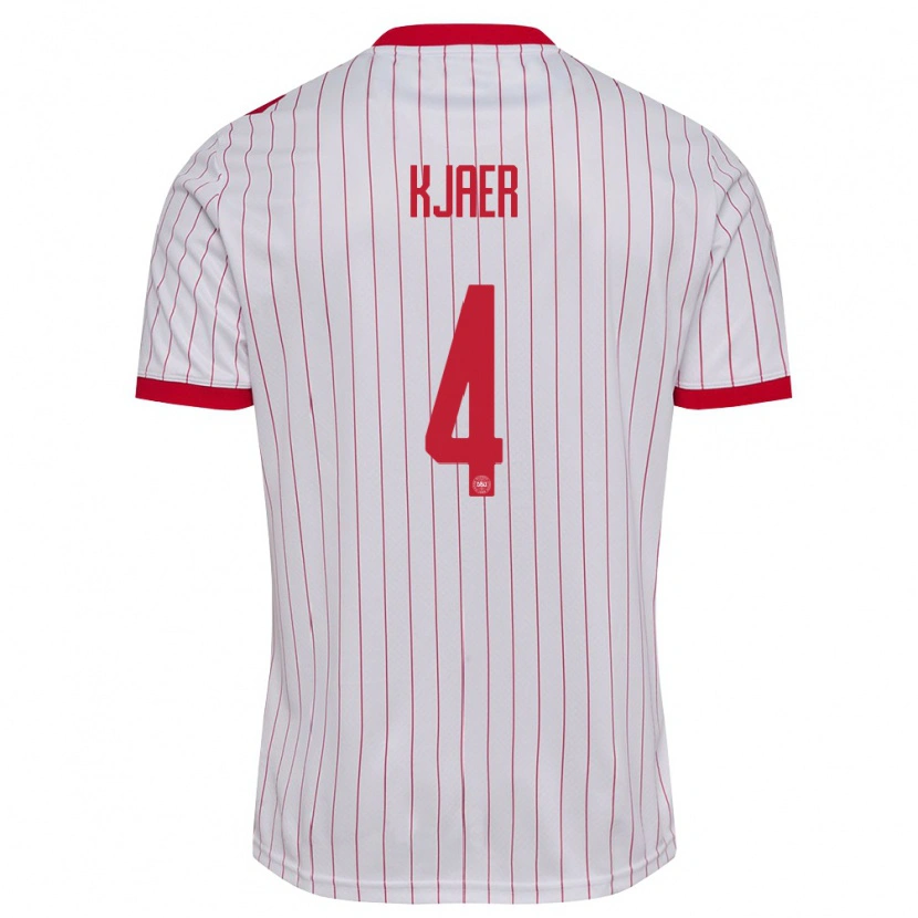 Danxen Kid Denmark Simon Kjaer #4 White Red Away Jersey 26-28 T-Shirt