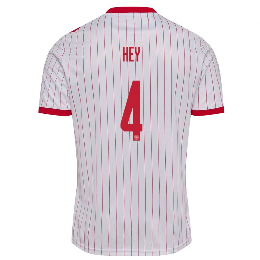 Danxen Kid Denmark Lucas Hey #4 White Red Away Jersey 26-28 T-Shirt