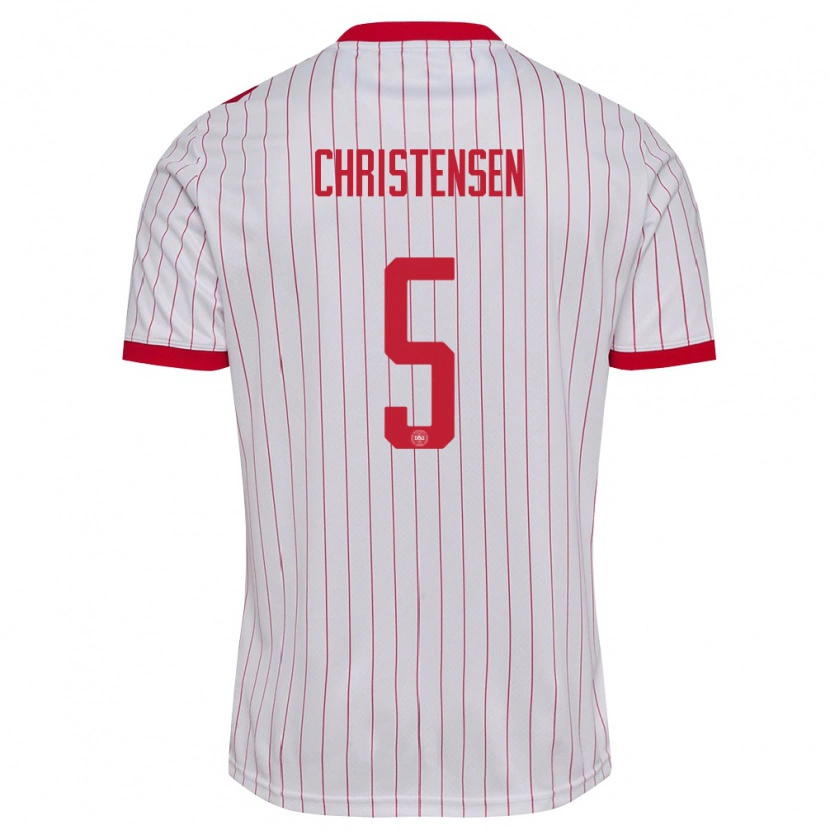 Danxen Kid Denmark Aske Christensen #5 White Red Away Jersey 26-28 T-Shirt