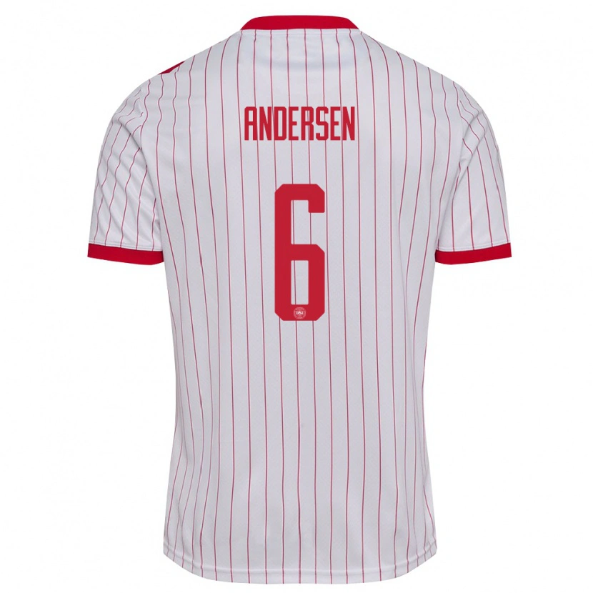 Danxen Kid Denmark Silas Andersen #6 White Red Away Jersey 26-28 T-Shirt