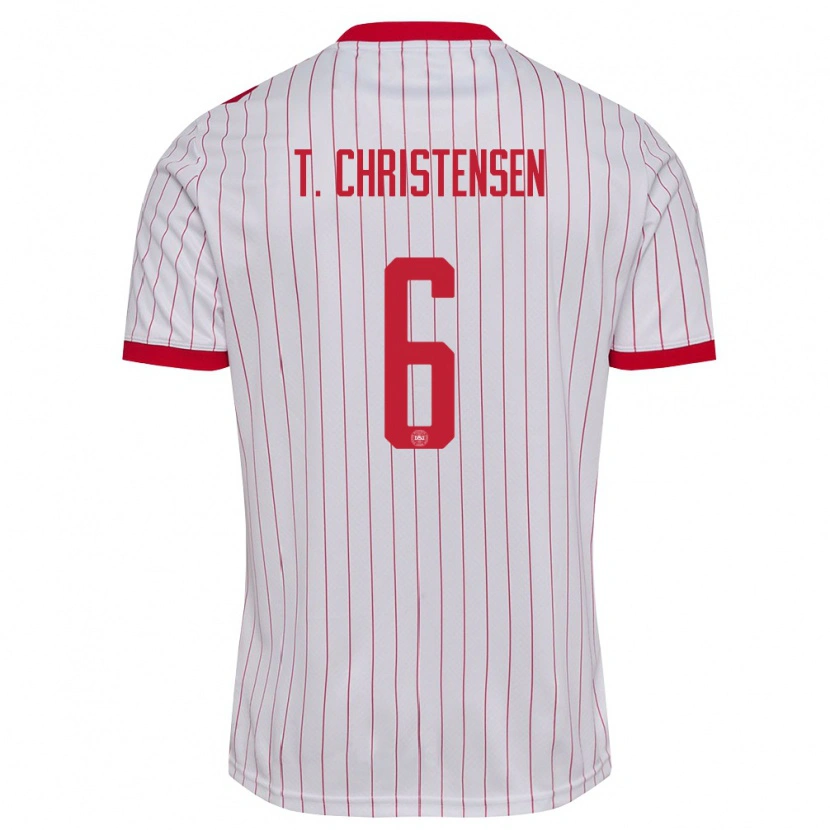 Danxen Kid Denmark Tristan Christensen #6 White Red Away Jersey 26-28 T-Shirt