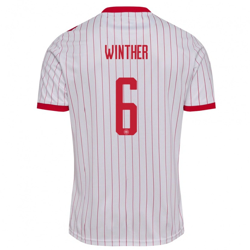 Danxen Kid Denmark Casper Winther #6 White Red Away Jersey 26-28 T-Shirt
