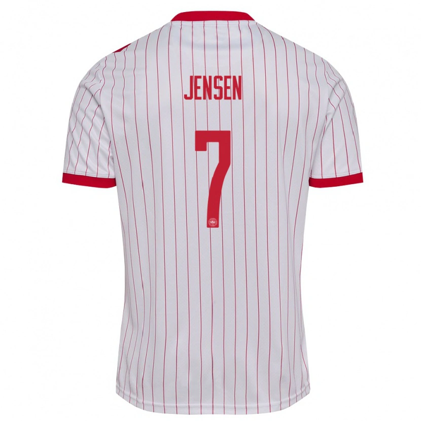 Danxen Kid Denmark Mathias Jensen #7 White Red Away Jersey 26-28 T-Shirt