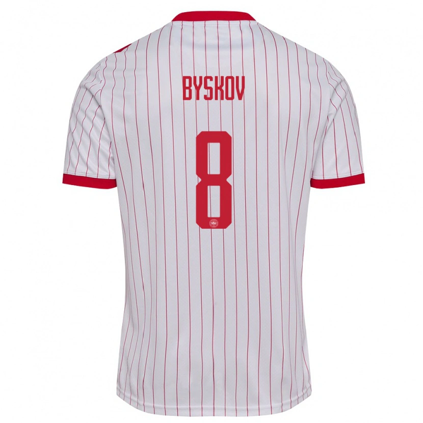 Danxen Kid Denmark Valdemar Byskov #8 White Red Away Jersey 26-28 T-Shirt