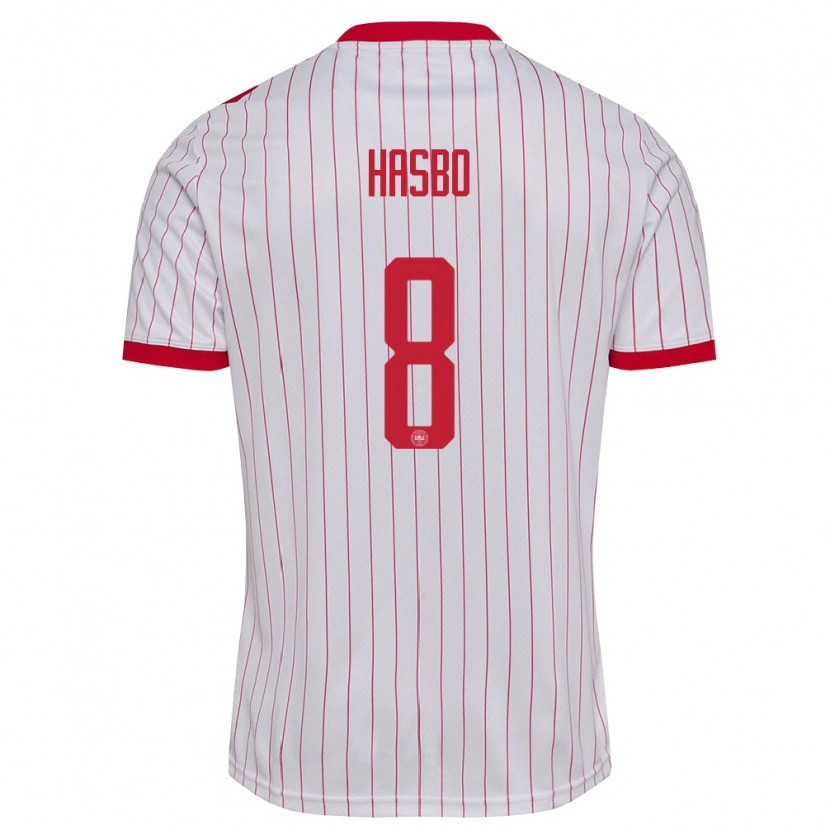 Danxen Kid Denmark Josefine Hasbo #8 White Red Away Jersey 26-28 T-Shirt