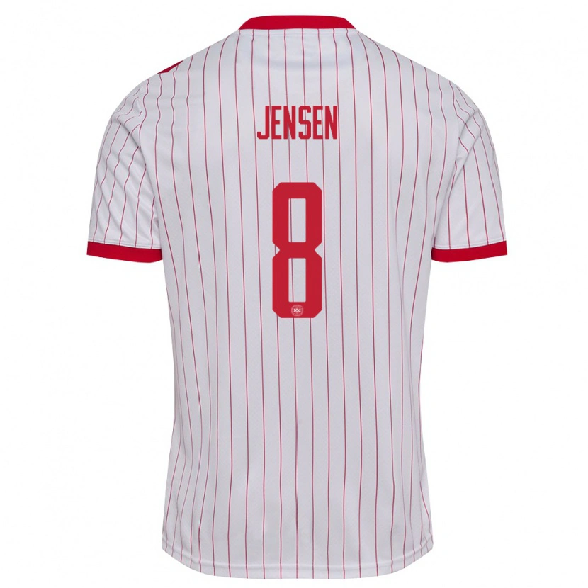 Danxen Kid Denmark Tobias Lund Jensen #8 White Red Away Jersey 26-28 T-Shirt