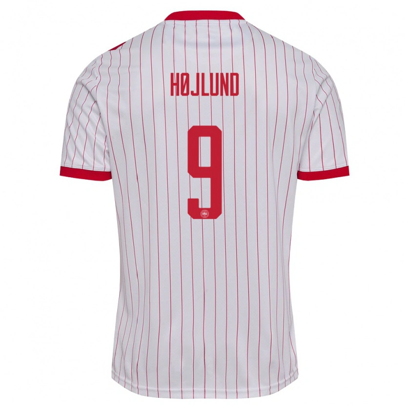 Danxen Kid Denmark Rasmus Højlund #9 White Red Away Jersey 26-28 T-Shirt