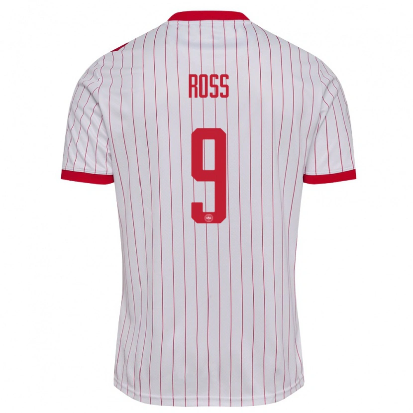 Danxen Kid Denmark Oliver Ross #9 White Red Away Jersey 26-28 T-Shirt